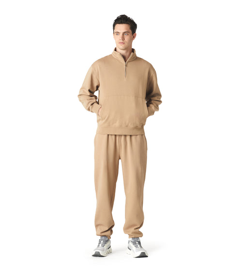 Mens Globe Quarter Zip Pullover Beige | Future Planet