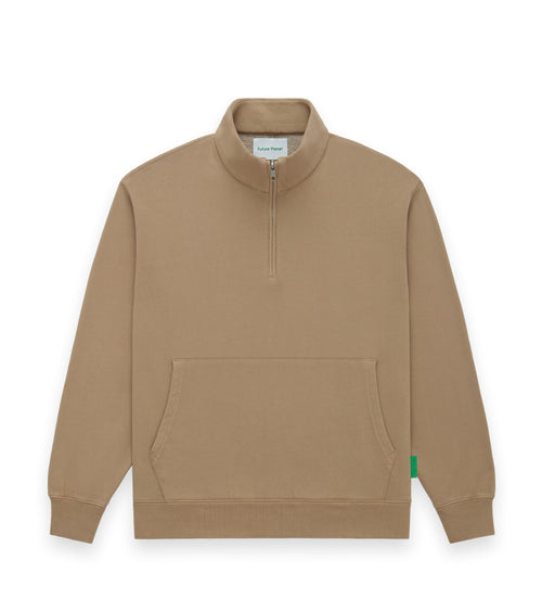 Mens Globe Quarter Zip Pullover Beige | Future Planet