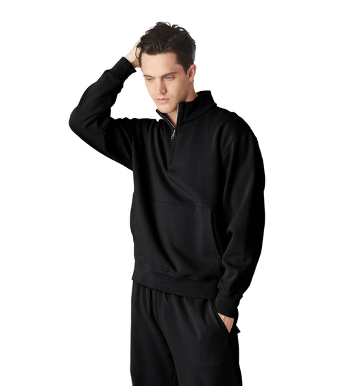 Mens Globe Quarter Zip Pullover Black | Future Planet