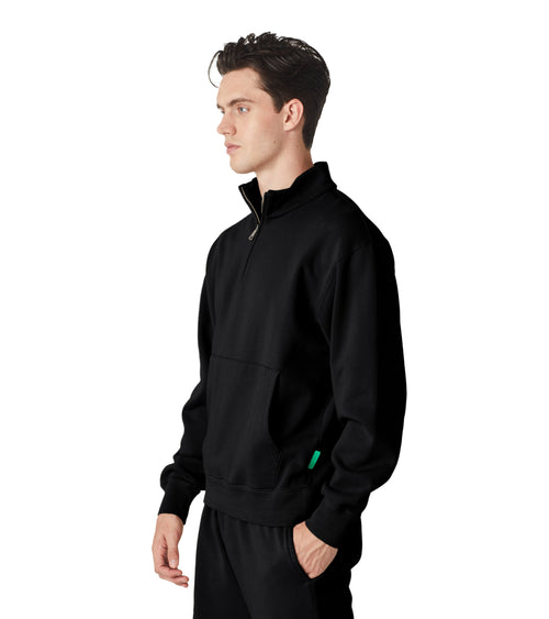Mens Globe Quarter Zip Pullover Black | Future Planet