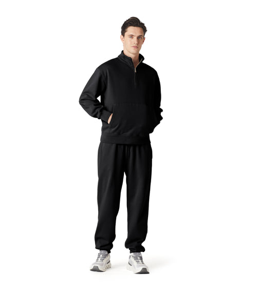 Mens Globe Quarter Zip Pullover Black | Future Planet