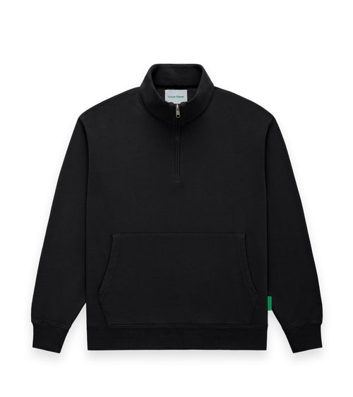 Mens Globe Quarter Zip Pullover Black | Future Planet