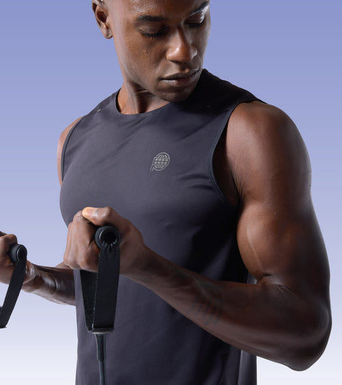 Horizon Performance Mens Muscle Tank Black / Charcoal | Future Planet