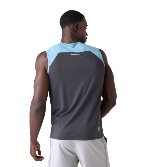 Horizon Performance Muscle Tank Blue / Charcoal | Future Planet
