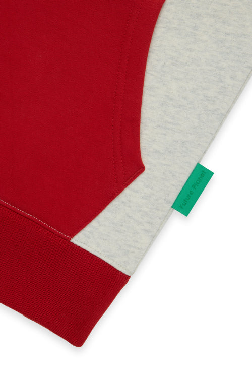 Kid's Jupiter Hoodie Heather Grey / Sailing Red | Future Planet