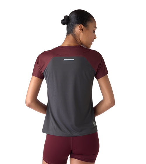 Nova Women's Performance Tee Burgundy / Charcoal | Future Planet