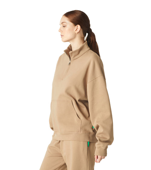 Saturn Womens Quarter Zip Pullover Beige | Future Planet