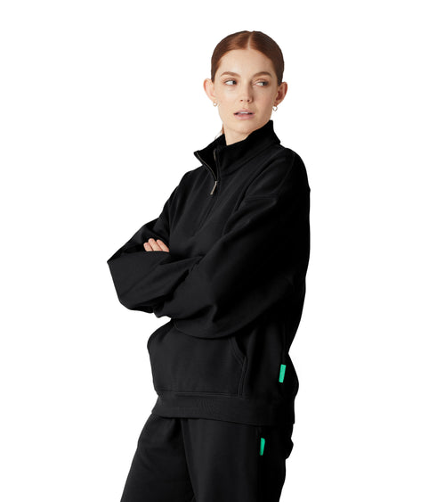 Saturn Women's Quarter Zip Pullover Black | Future Planet
