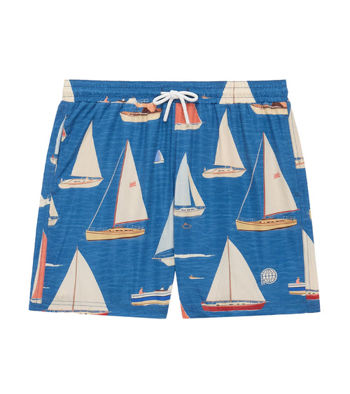 Kids Azure 7 inch Swim Trunks Sailboats | Future Planet