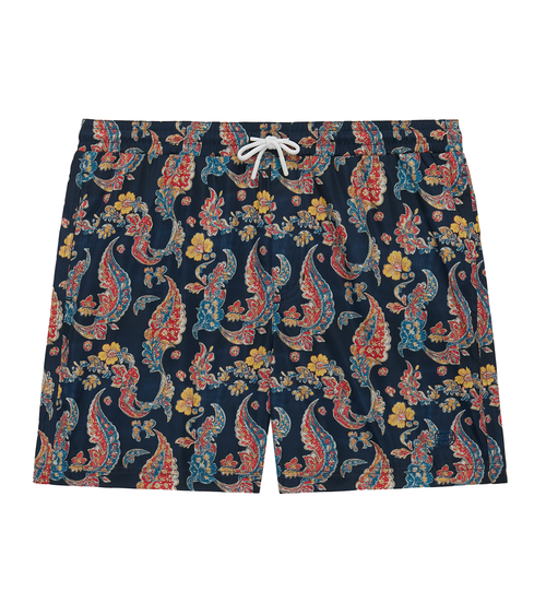 Azure 7 inch Men's Swim Trunks Navy Paisley | Future Planet