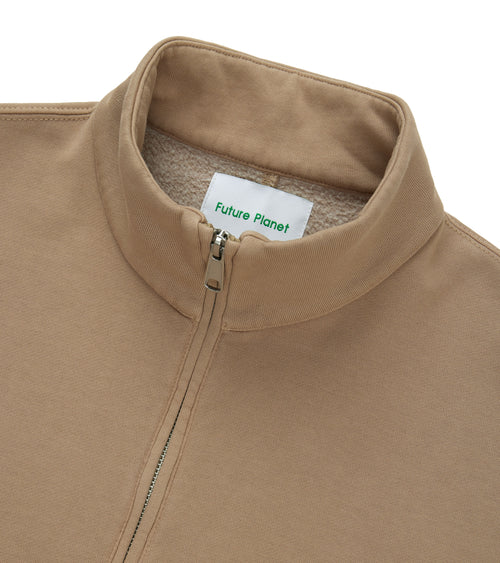 Mens Globe Quarter Zip Pullover Beige | Future Planet