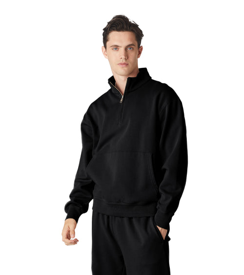 Mens Globe Quarter Zip Pullover Black | Future Planet