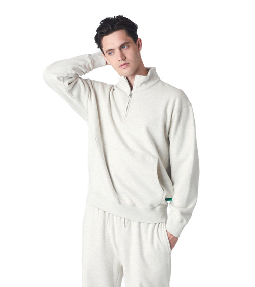Mens Globe Quarter Zip Pullover Heather Ash | Future Planet