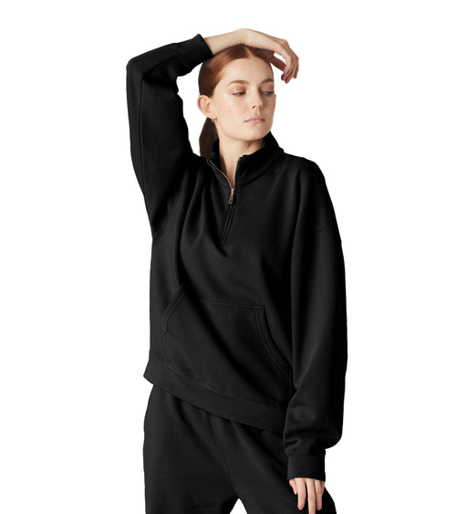 Saturn Women's Quarter Zip Pullover Black | Future Planet