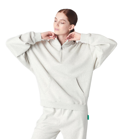 Saturn Women's Quarter Zip Pullover Heather Ash | Future Planet